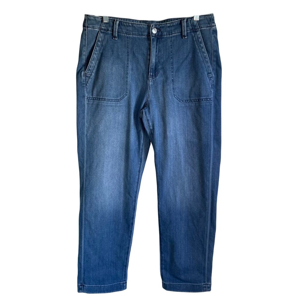 Chico’s High Rise Crop Jeans Sz 8 Straight Leg Medium Wash Blue Casual